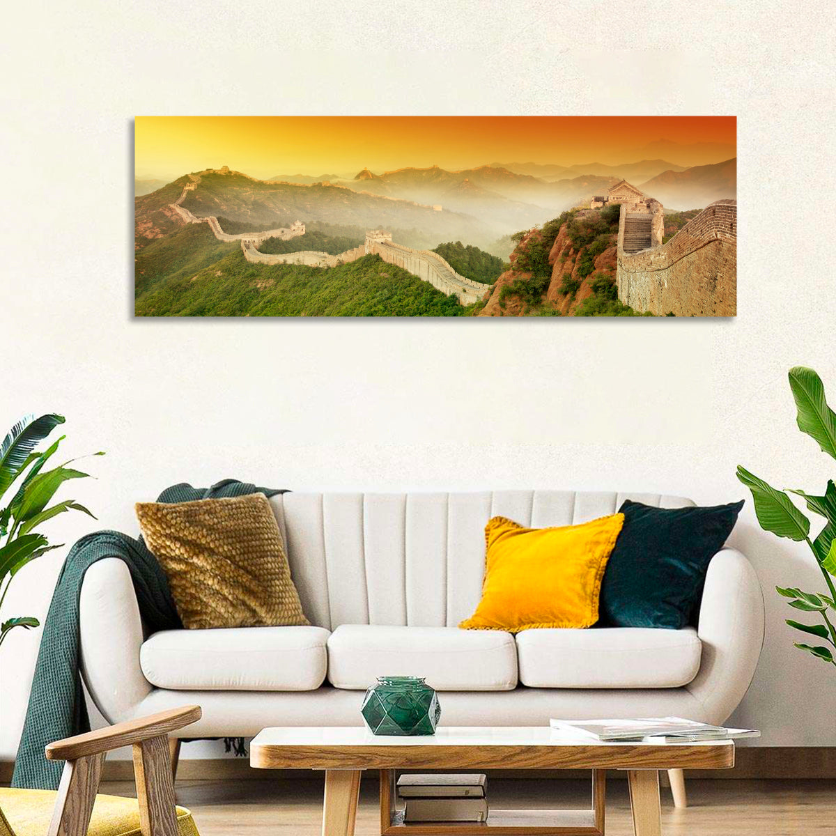 Great Wall of China Wall Art in a room, panoramic