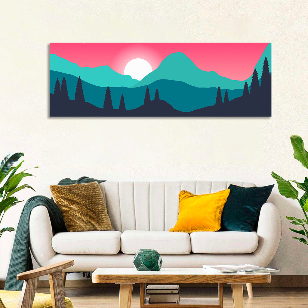 Turquoise and Pink Mountain Sunset Wall Art