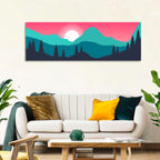 Turquoise and Pink Mountain Sunset Wall Art
