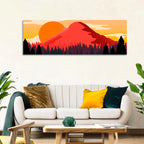 Stippled Red Mountain Sunset Wall Art