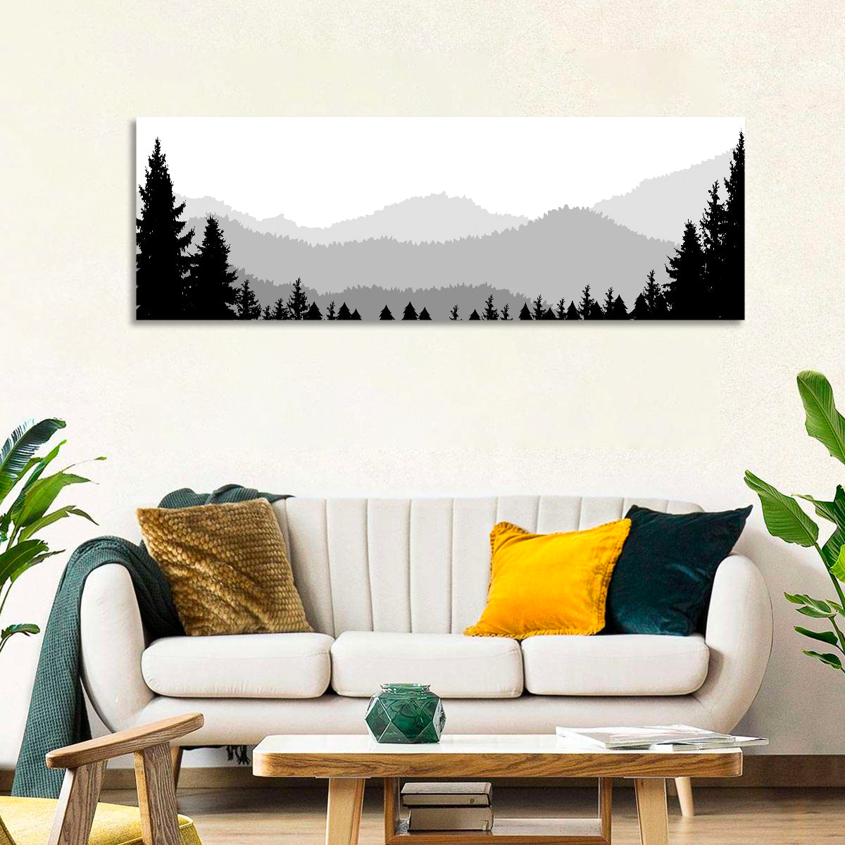 Foggy Mountain Silhouettes Wall Art