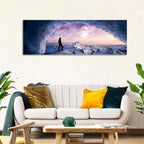 Moonlit Ice Cave Hiker Wall Art