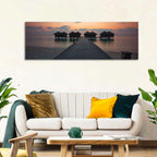 Overwater Bungalows at Sunset Wall Art