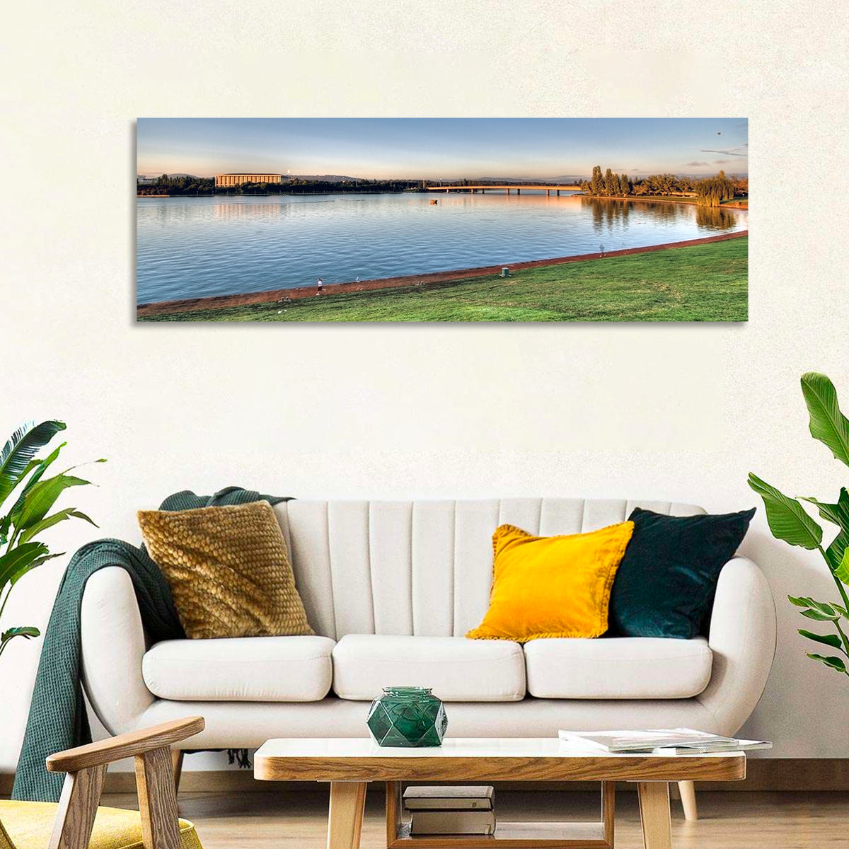 Lake Burley Griffin, Canberra Wall Art in a room, panoramic