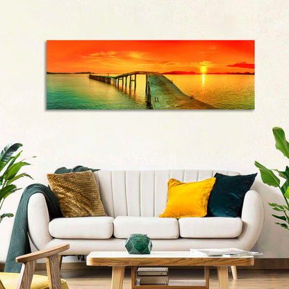 Sea Pier Sunset Wall Art