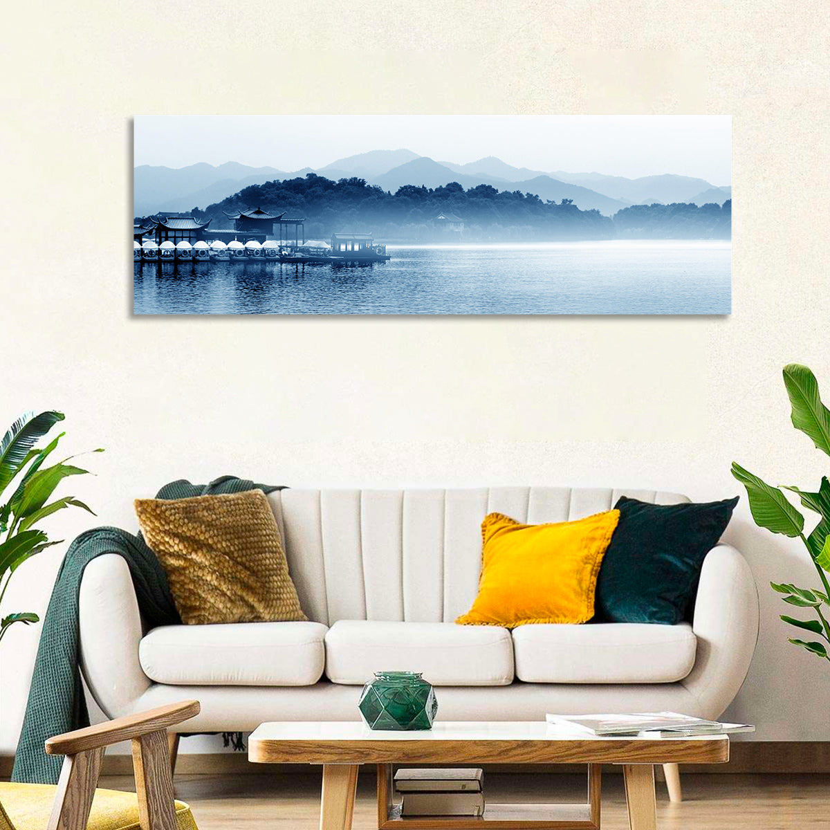 Hangzhou West Lake Wall Art in a room, panoramic