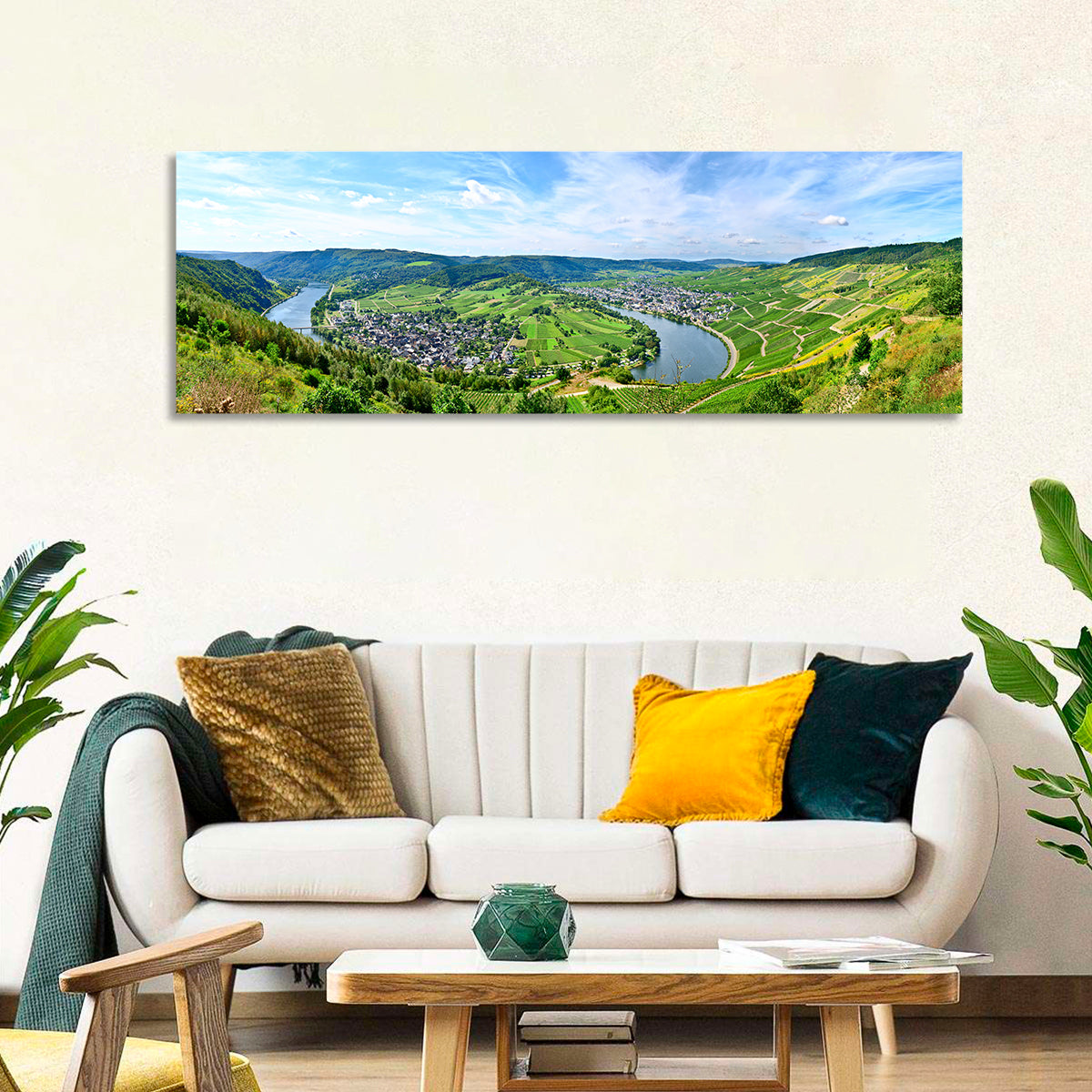Moselle River at Bernkastel-kues Wall Art in a room, panoramic
