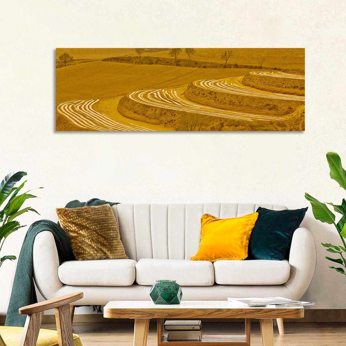 Loess Plateau Terraced Farmland Wall Art in a room, panoramic