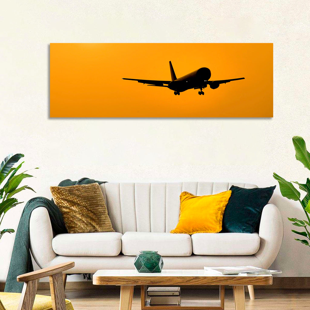 Golden Hour Airliner Silhouette Wall Art