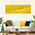 Golden Rice Terraces with Umbrellas Wall Art