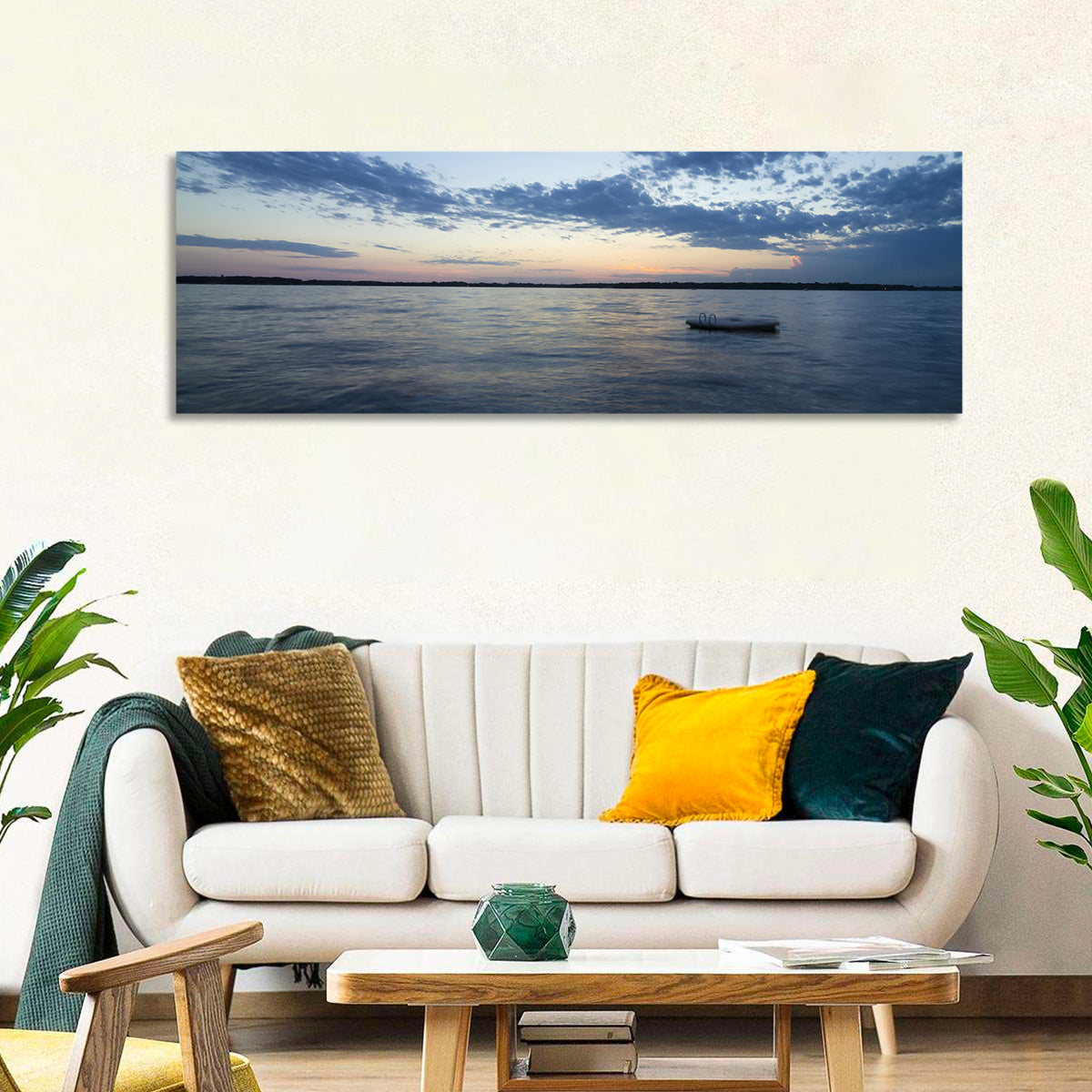 Lake Okoboji at Twilight Wall Art in a room, panoramic
