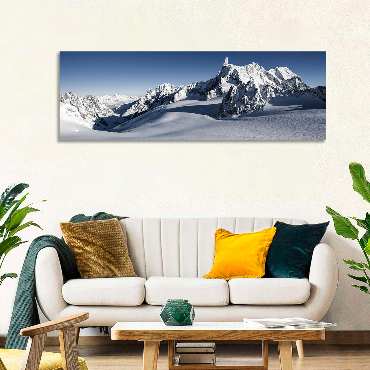 Mont Blanc Vista Wall Art in a room, panoramic