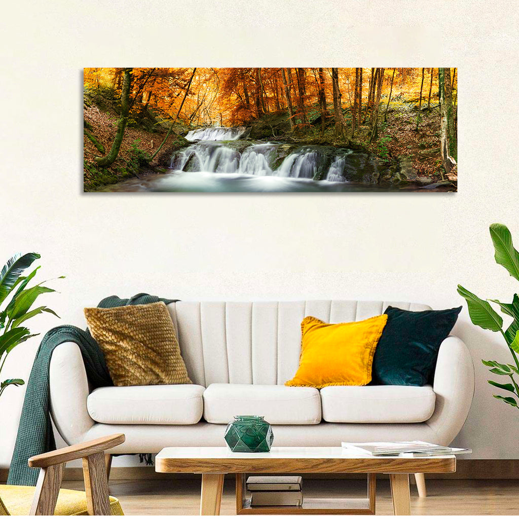 Autumn Forest Waterfall Wall Art