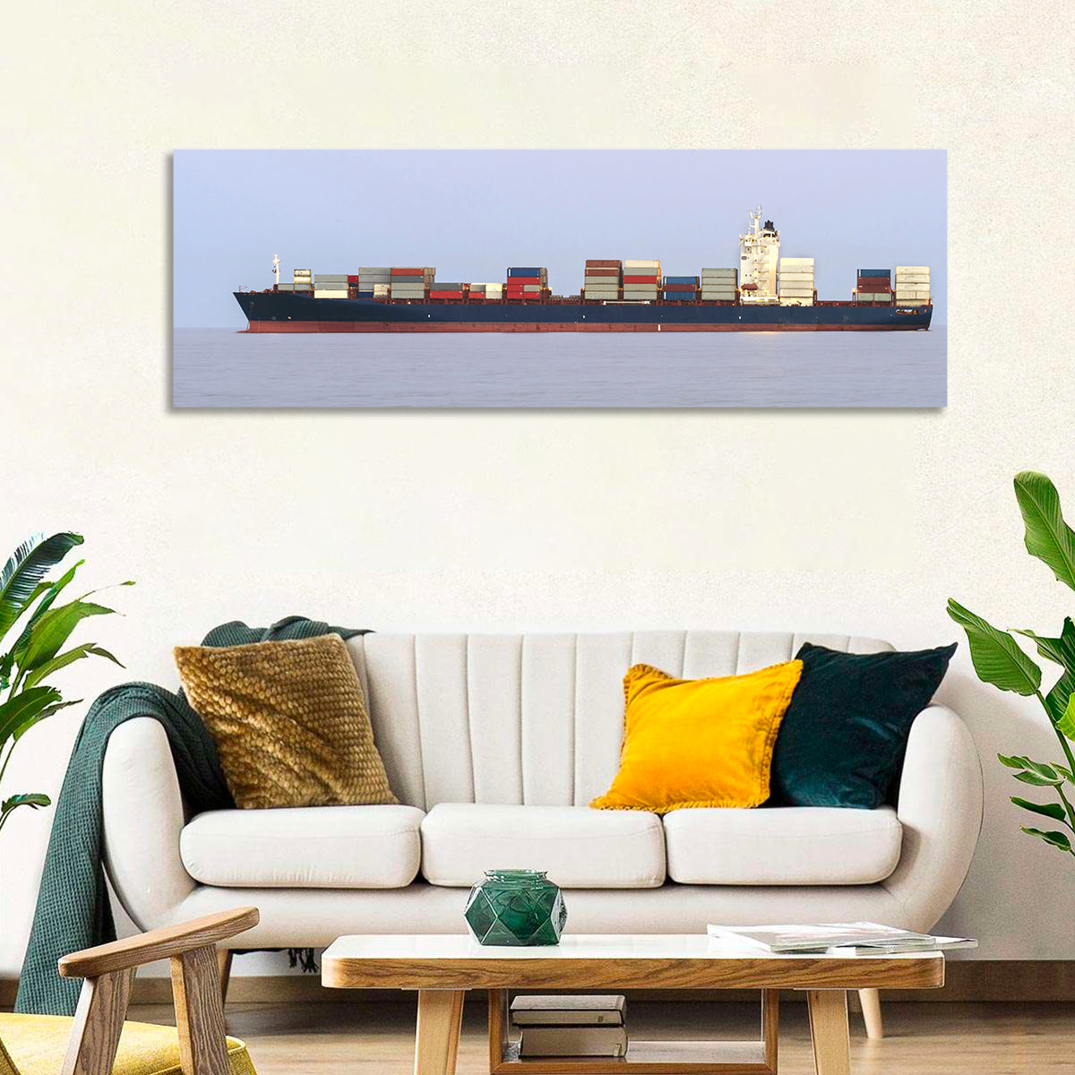 Container Ship on the Ocean Wall Art