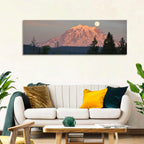 Mount Rainier Alpenglow with Full Moon Wall Art