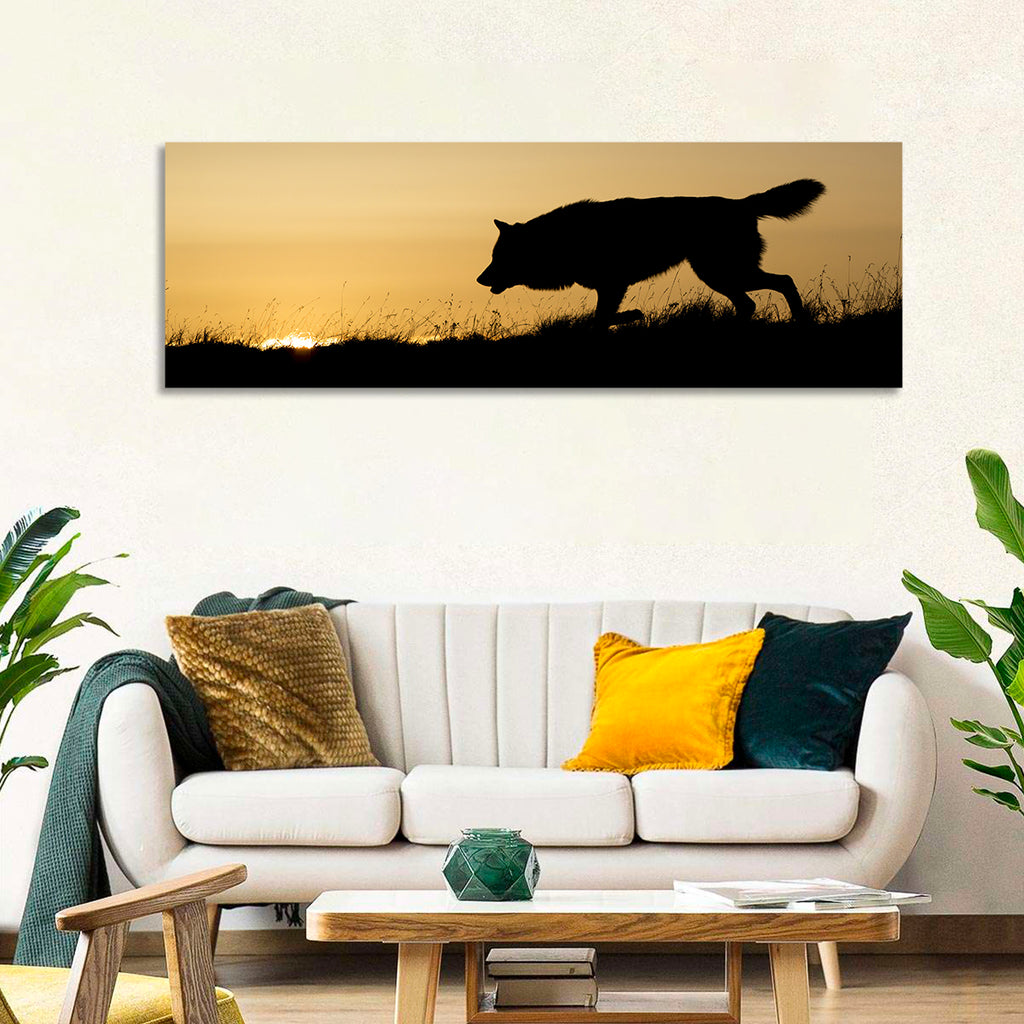 Wolf at Golden Horizon Wall Art