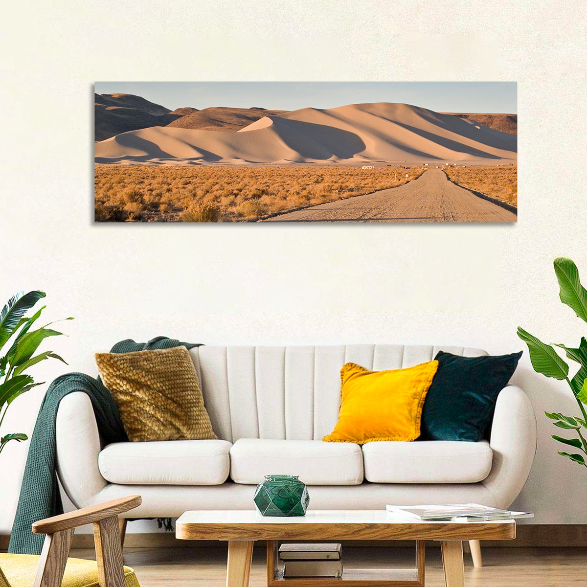 Sand Mountain Dune Road Wall Art in a room, panoramic