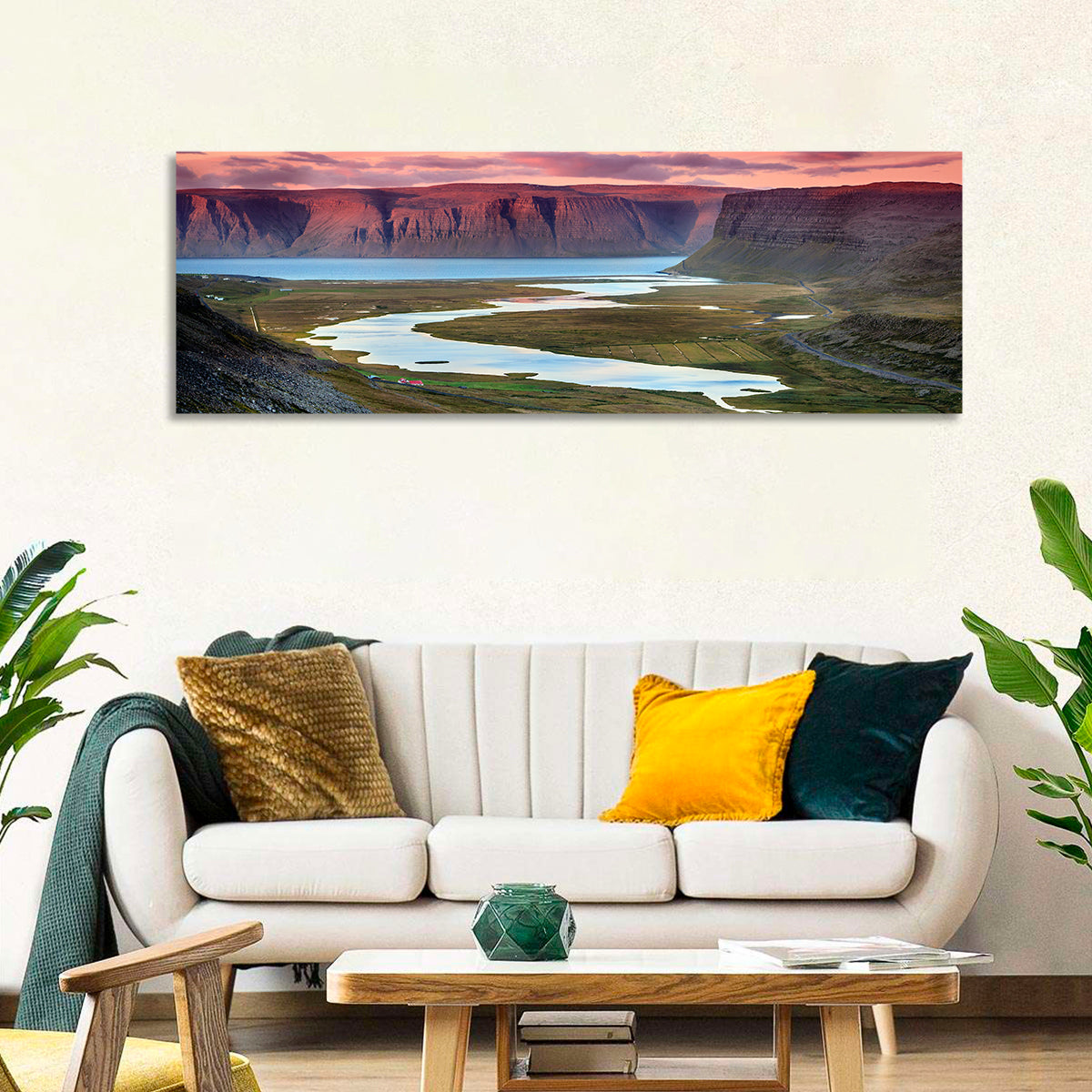 Westfjords Dusk, Iceland Wall Art in a room, panoramic