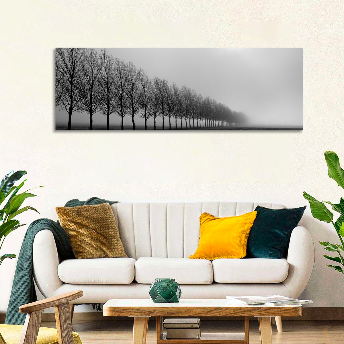 Misty Row of Bare Trees Wall Art
