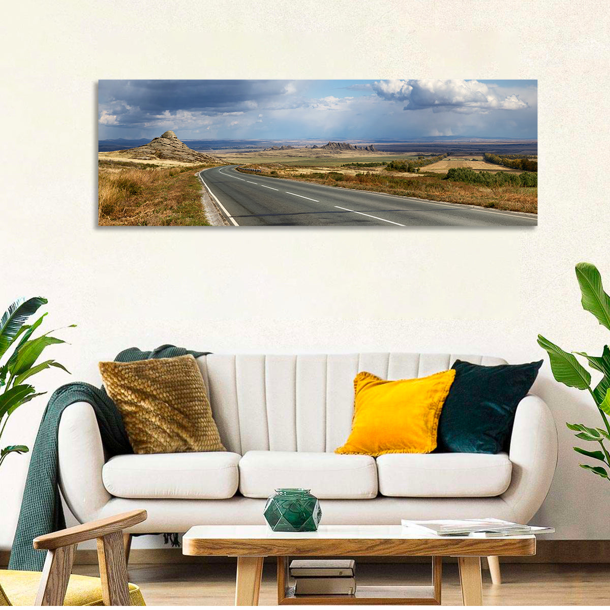 East Kazakhstan Road Wall Art in a room, panoramic