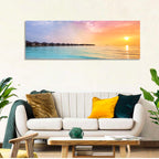 Overwater Bungalows at Sunset Wall Art