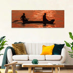 Sunset Canoe Silhouette Wall Art