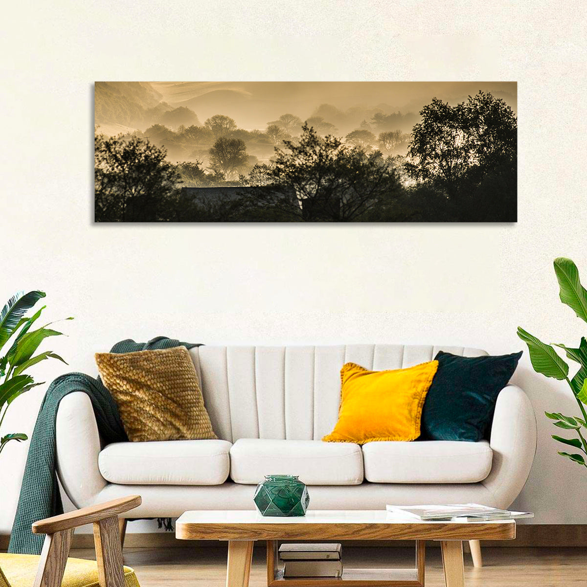 Bronze Morning Mist Over Hills Wall Art