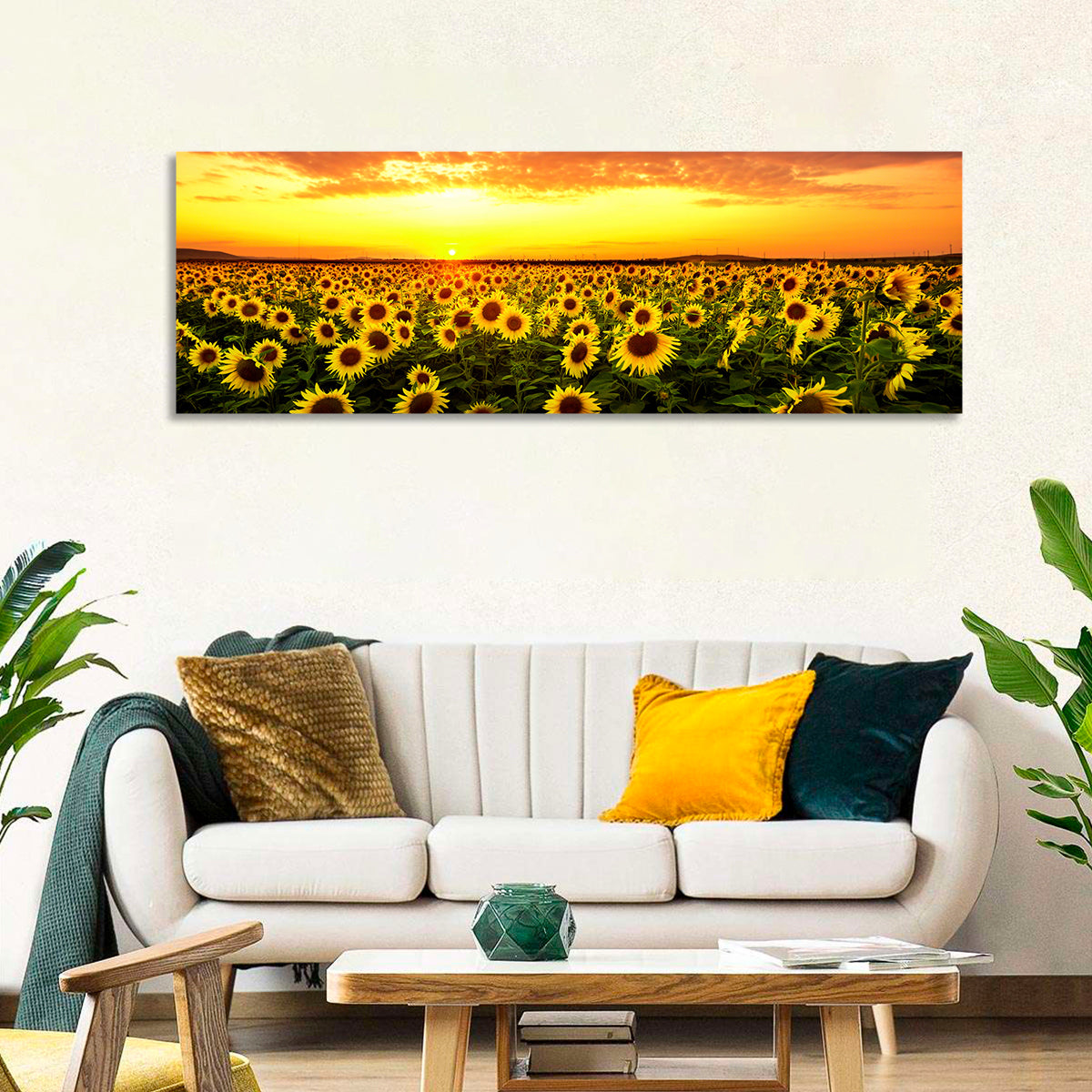 Golden Hour Sunflower Field Wall Art