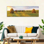 Haystacks at Sunset Fieldscape Wall Art