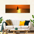 Sailboat Silhouette at Golden Sunset Wall Art