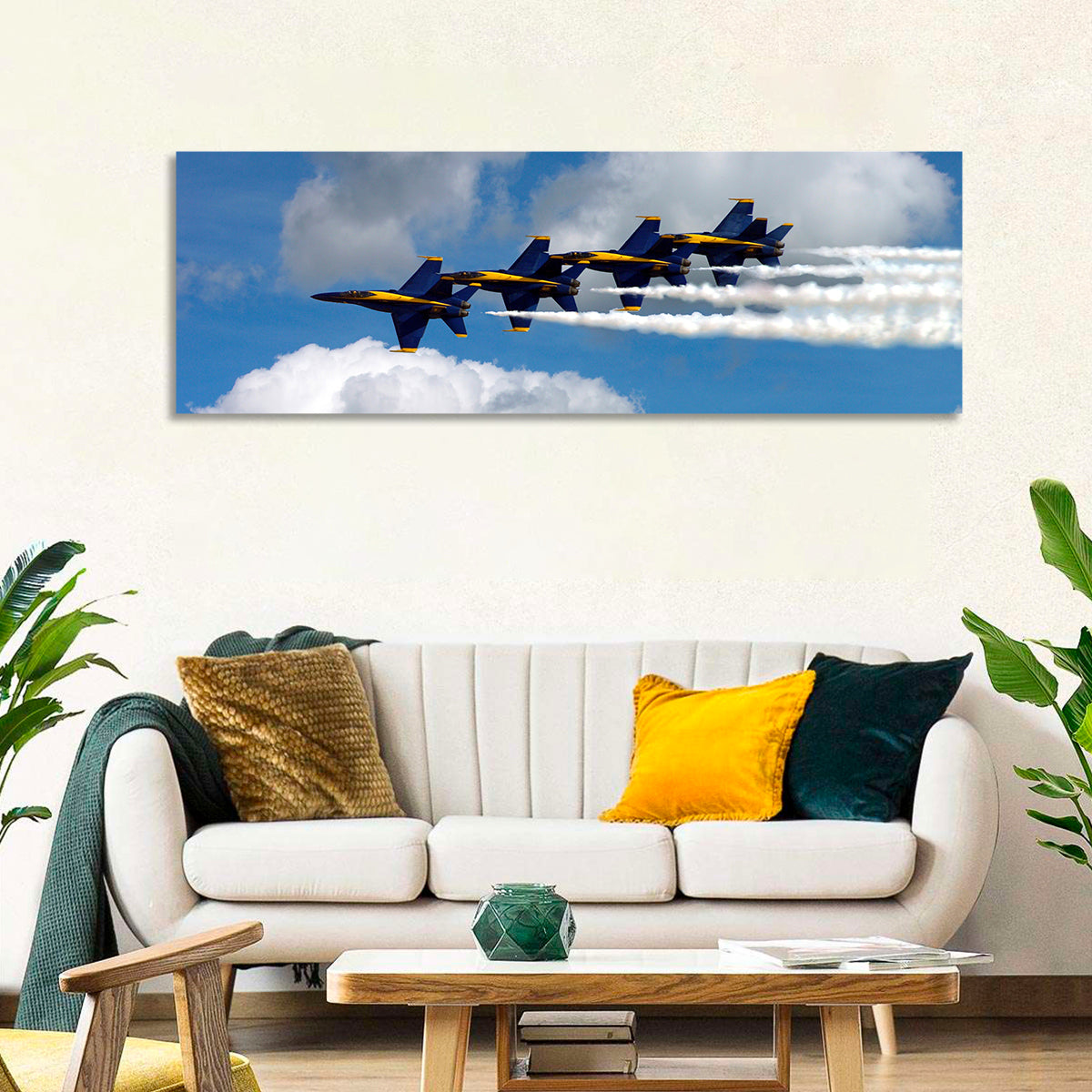 Blue and Gold Fighter Jets Wall Art