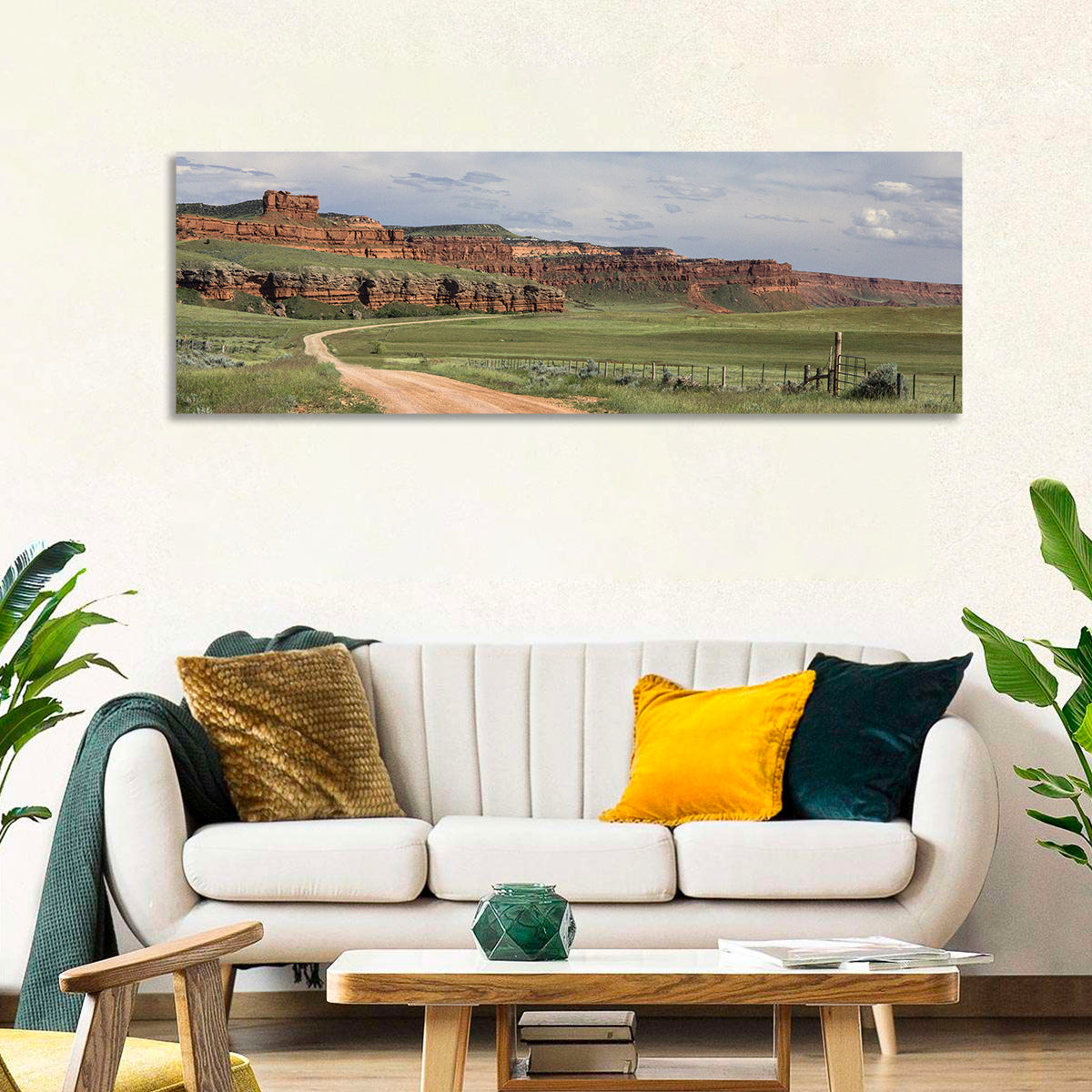 Kaycee Red Cliffs Wall Art in a room, panoramic