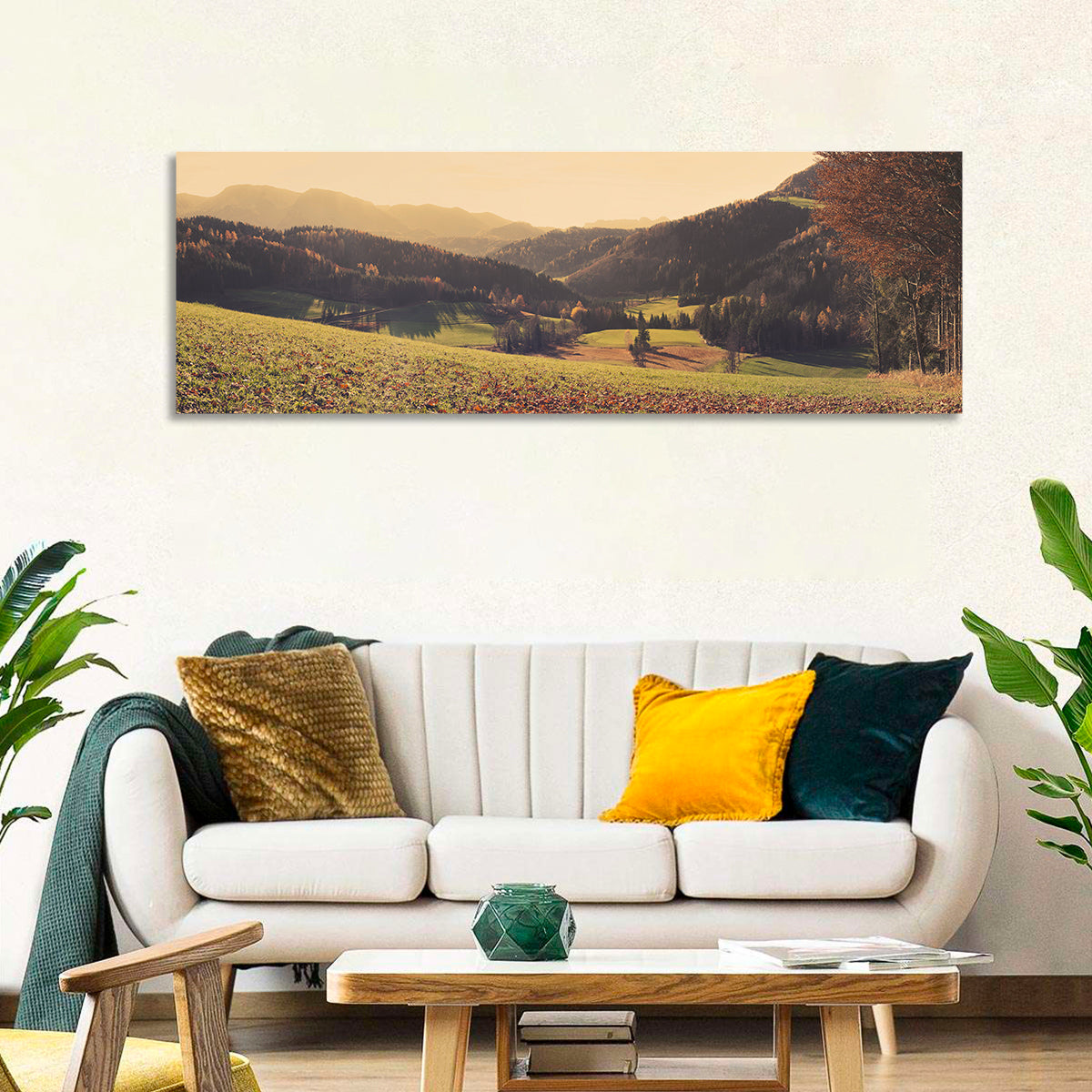 Stodertal Valley Wall Art in a room, panoramic