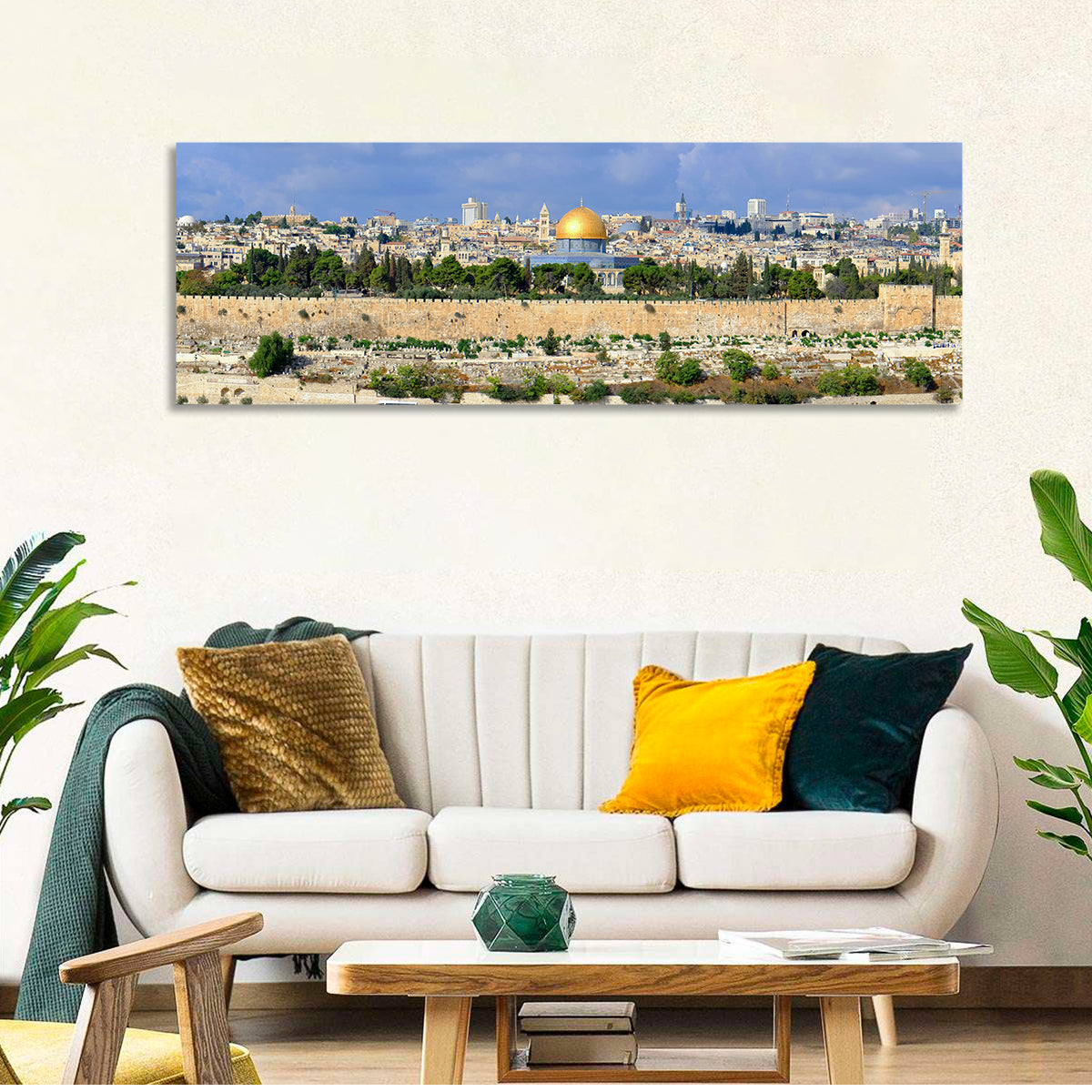 Jerusalem Old City View Wall Art in a room, panoramic