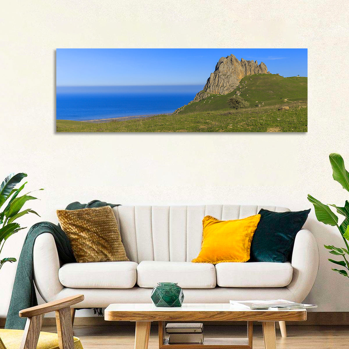 Beshbarmak Mountain Wall Art in a room, panoramic