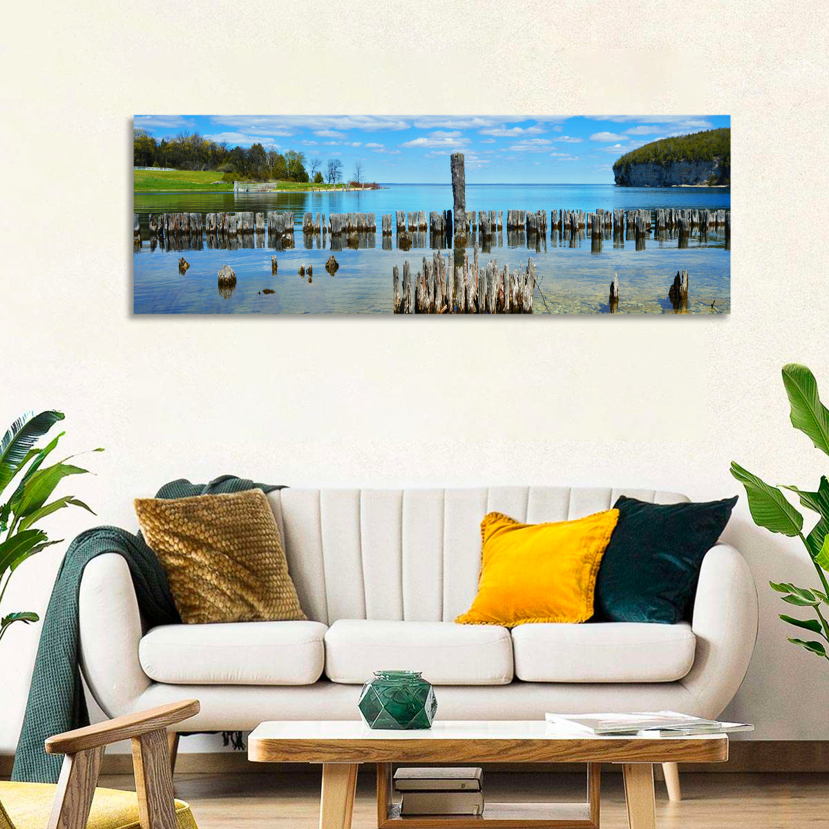 Big Bay De Noc Garden View Wall Art in a room, panoramic