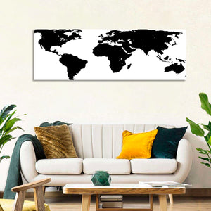 Black World Map Wall Art