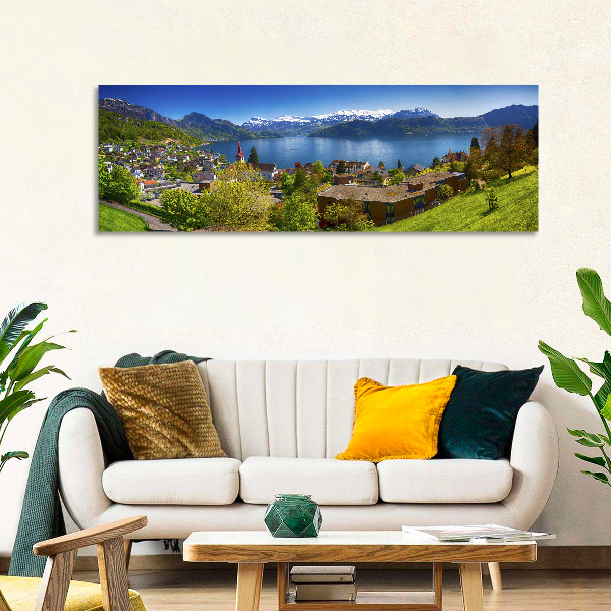 Lake Lucerne, Weggis Wall Art in a room, panoramic