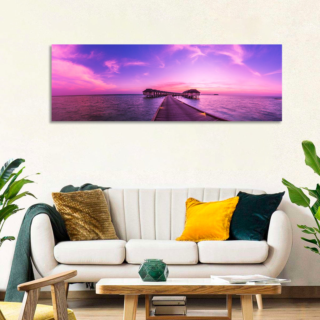 Sunset Pier Overwater Bungalows Wall Art