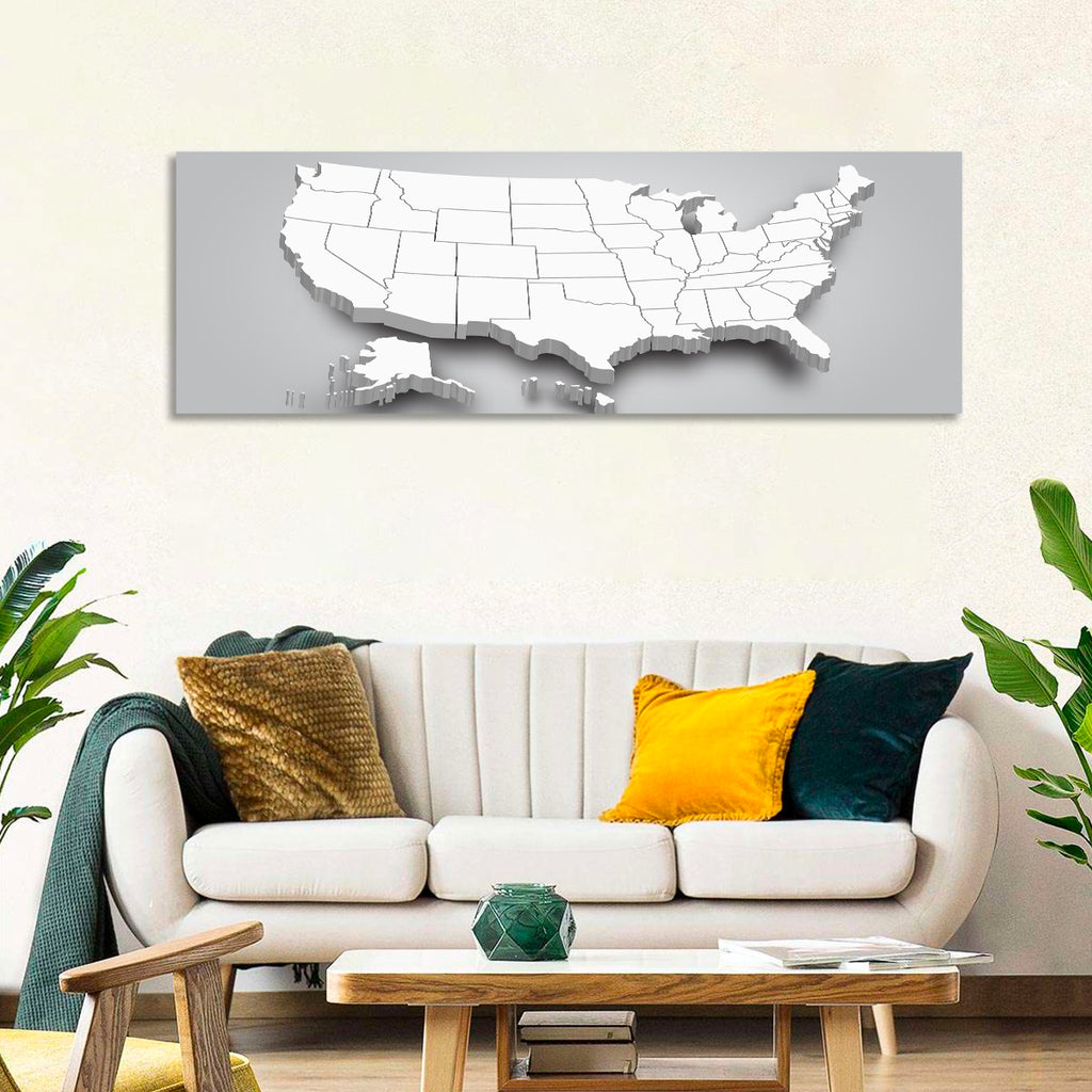 3d USA Map with Alaska and Hawaii Wall Art