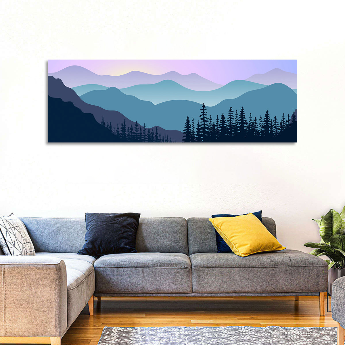 Purple Dawn Mountain Range Wall Art