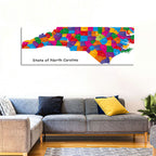 Colorful North Carolina Map Wall Art
