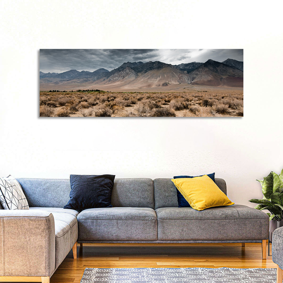 Storm Over Death Valley Wall Art in a room, panoramic