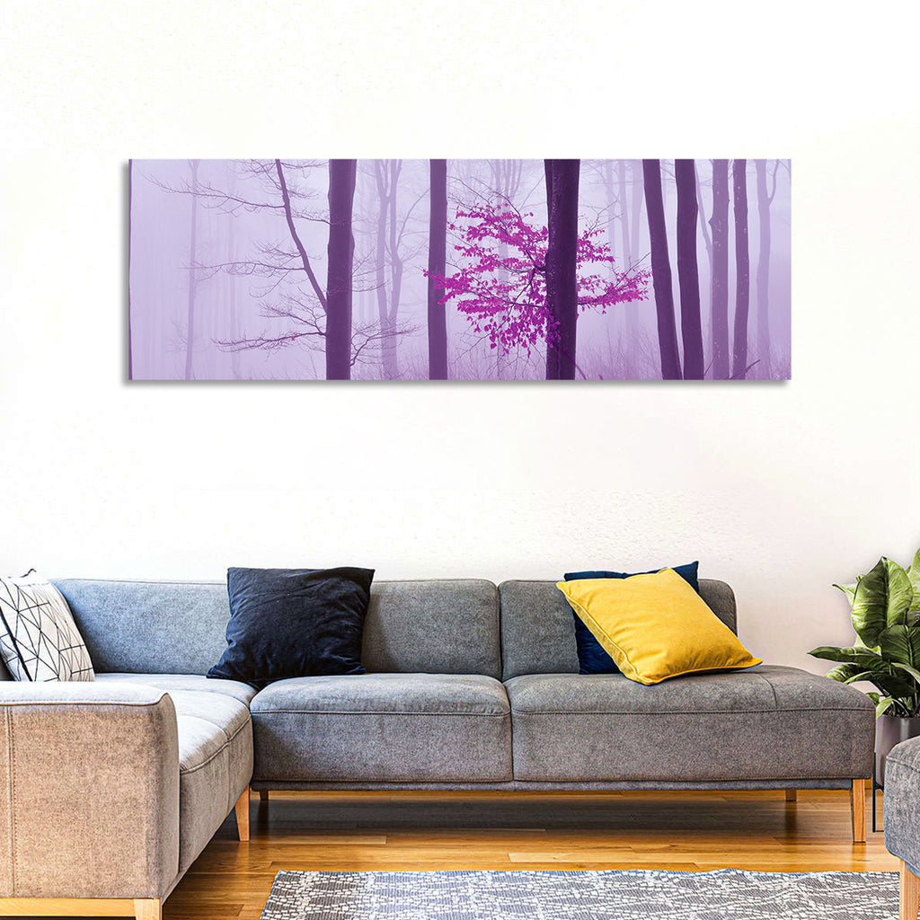 Magenta Tree in Foggy Forest Wall Art