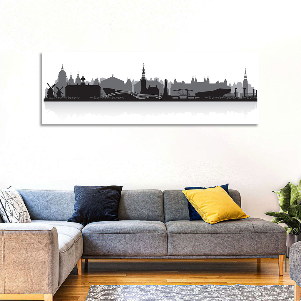 Amsterdam Skyline Silhouette Wall Art