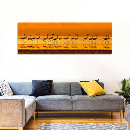 Lined Up Flamingos Wall Art