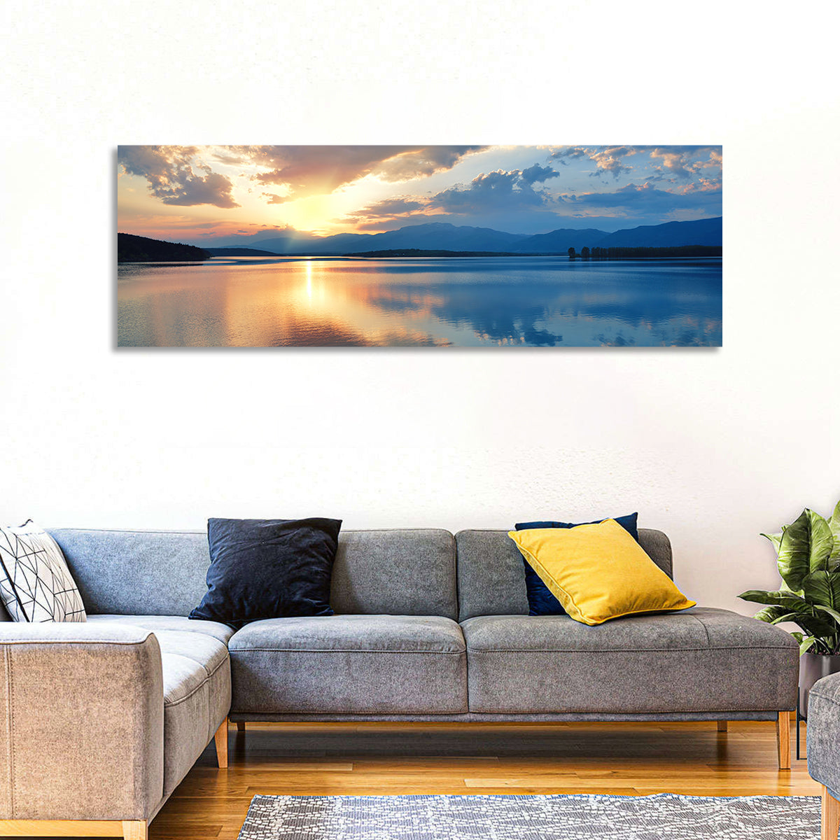 Golden Hour Lake Reflection Wall Art