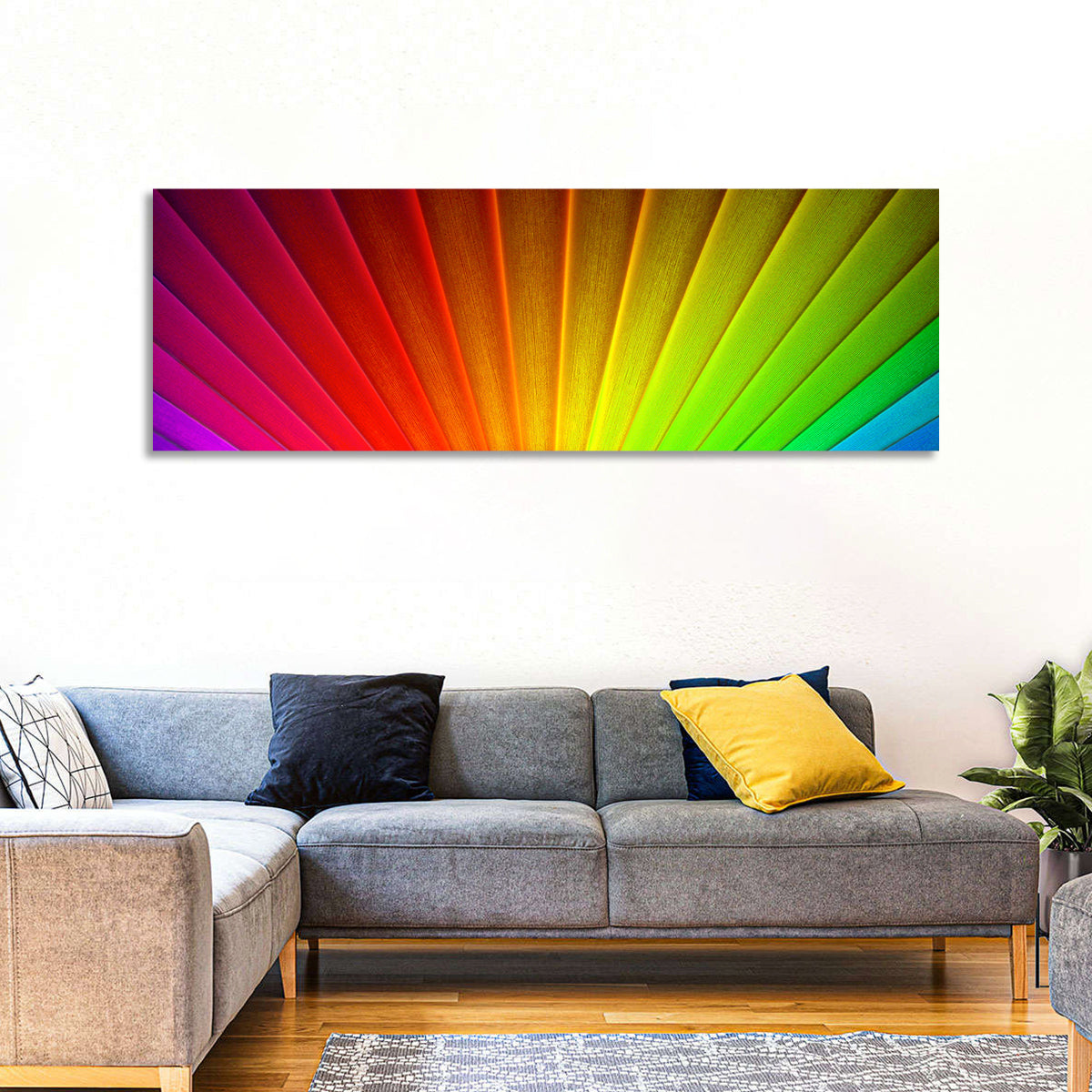 Geometric Rainbow Rays Wall Art