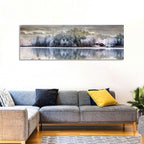 Red Cottage by a Frozen Lake Wall Art