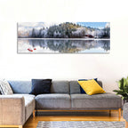 Red Cottages on Winter Lake Wall Art